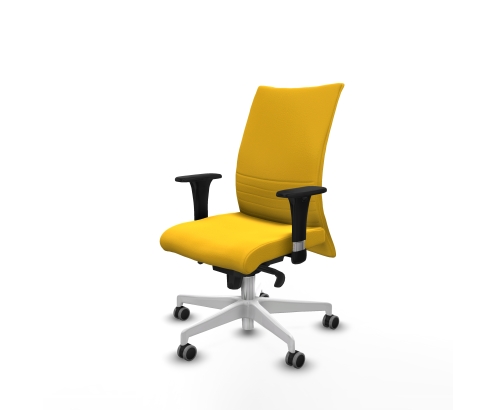 Piqueras y Crespo Albacete confidente XL sincro similpiel amarillo brazos 1D cromados base blanca ruedas 65mm engomadas