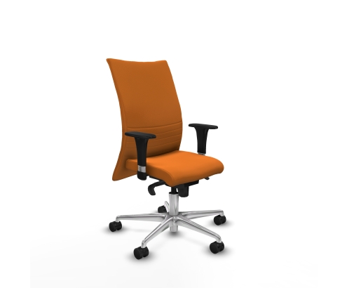 Piqueras y Crespo Albacete confidente XL sincro similpiel naranja brazos 1D cromados base aluminio ruedas 65 mm nailon