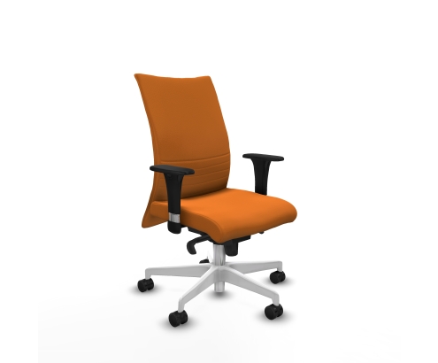 Piqueras y Crespo Albacete confidente XL sincro similpiel naranja brazos 1D cromados base blanca ruedas 65 mm nailon