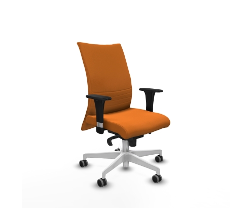 Piqueras y Crespo Albacete confidente XL sincro similpiel naranja brazos 1D cromados base blanca ruedas 65mm engomadas