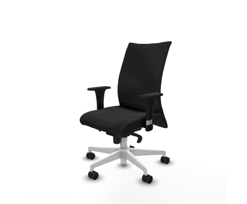Piqueras y Crespo Albacete confidente XL sincro similpiel negro brazos 1D cromados base blanca ruedas 65 mm nailon