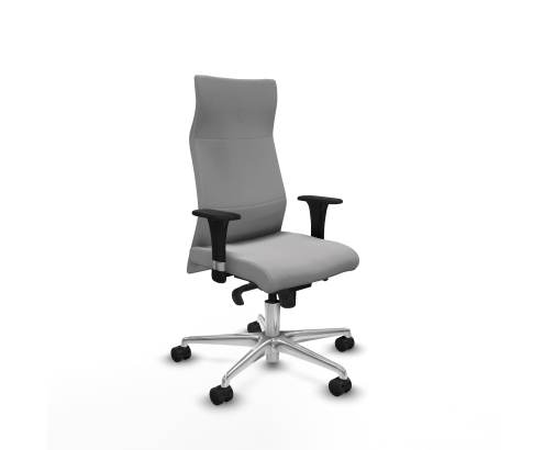 Piqueras y Crespo Albacete direcci?n sincro bali gris claro brazos 1D cromados base aluminio ruedas 65 nailon