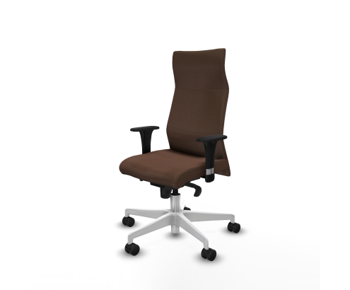 Piqueras y Crespo Albacete direcci?n sincro bali marr?n oscuro brazos 1D cromados base blanca ruedas 65 nailon