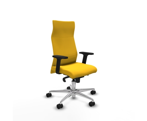 Piqueras y Crespo Albacete direcci?n sincro similpiel amarillo brazos 2D base aluminio ruedas 65 nailon