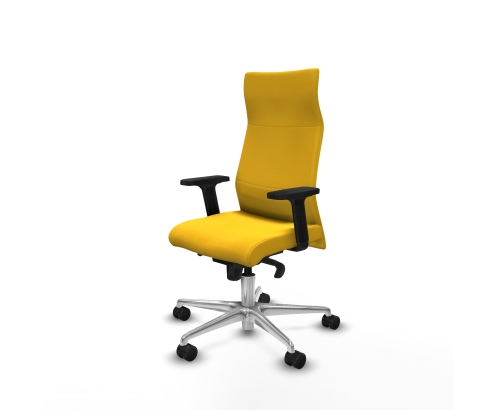 Piqueras y Crespo Albacete direcci?n sincro similpiel amarillo brazos 2D base aluminio ruedas 65 nailon