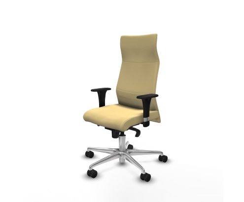 Piqueras y Crespo Albacete direcci?n sincro similpiel crema brazos 1D cromados base aluminio ruedas 65 nailon