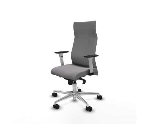 Piqueras y Crespo Albacete direcci?n sincro similpiel gris brazos 1D blancos base aluminio ruedas 65 nailon