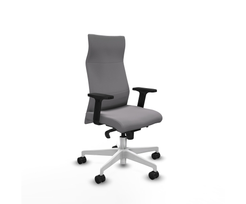 Piqueras y Crespo Albacete direcci?n sincro similpiel gris brazos 2D base blanca ruedas 65 nailon