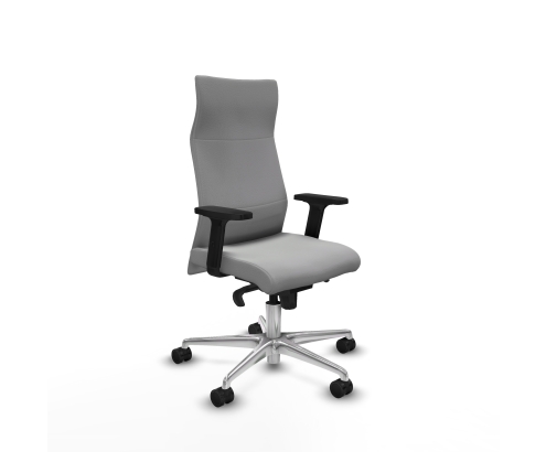 Piqueras y Crespo Albacete direcci?n sincro similpiel gris claro brazos 2D base aluminio ruedas 65 nailon
