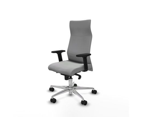 Piqueras y Crespo Albacete direcci?n sincro similpiel gris claro brazos 2D base aluminio ruedas 65 nailon