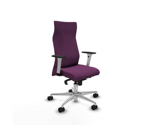 Piqueras y Crespo Albacete direcci?n sincro similpiel morado brazos 1D blancos base aluminio ruedas 65 nailon