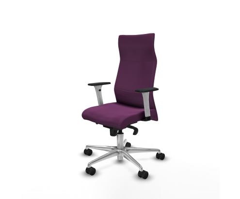 Piqueras y Crespo Albacete direcci?n sincro similpiel morado brazos 1D blancos base aluminio ruedas 65 nailon