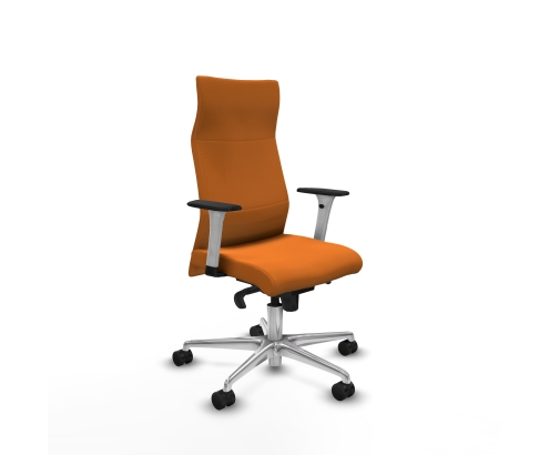 Piqueras y Crespo Albacete direcci?n sincro similpiel naranja brazos 1D blancos base aluminio ruedas 65 nailon