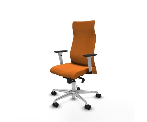 Piqueras y Crespo Albacete direcci?n sincro similpiel naranja brazos 1D blancos base aluminio ruedas 65 nailon