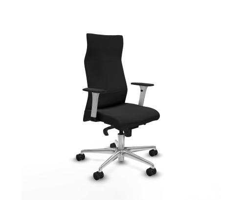 Piqueras y Crespo Albacete direcci?n sincro similpiel negro brazos 1D blancos base aluminio ruedas 65 nailon