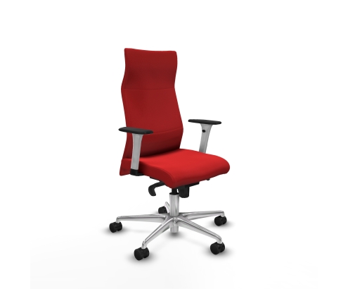 Piqueras y Crespo Albacete direcci?n sincro similpiel rojo brazos 1D blancos base aluminio ruedas 65 nailon