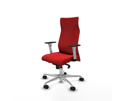 Piqueras y Crespo Albacete direcci?n sincro similpiel rojo brazos 1D blancos base aluminio ruedas 65 nailon