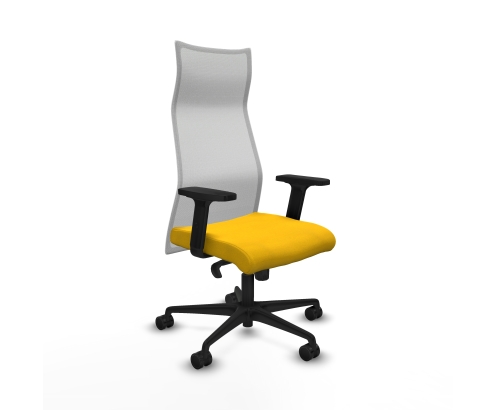 Piqueras y Crespo Albacete malla sincro malla blanca bali amarillo brazos 2D base nailon ruedas 65 mm nailon