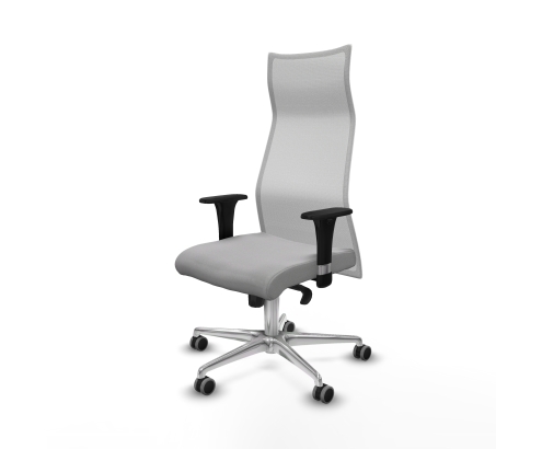 Piqueras y Crespo Albacete malla sincro malla blanca bali gris claro brazos 1D base aluminio ruedas 65mm engomadas