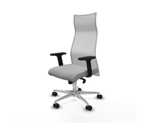 Piqueras y Crespo Albacete malla sincro malla blanca bali gris claro brazos 2D base aluminio ruedas 65 mm nailon