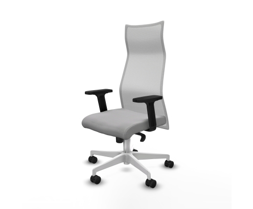 Piqueras y Crespo Albacete malla sincro malla blanca bali gris claro brazos 2D base blanca ruedas 65 mm nailon
