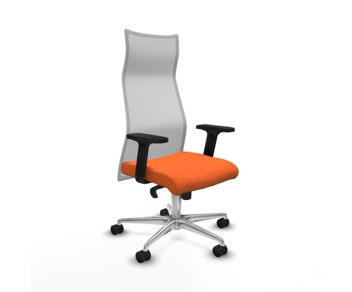 Piqueras y Crespo Albacete malla sincro malla blanca bali naranja brazos 2D base aluminio ruedas 65 mm nailon