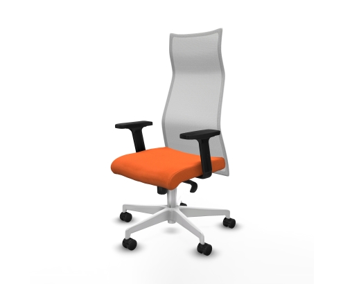 Piqueras y Crespo Albacete malla sincro malla blanca bali naranja brazos 2D base blanca ruedas 65 mm nailon