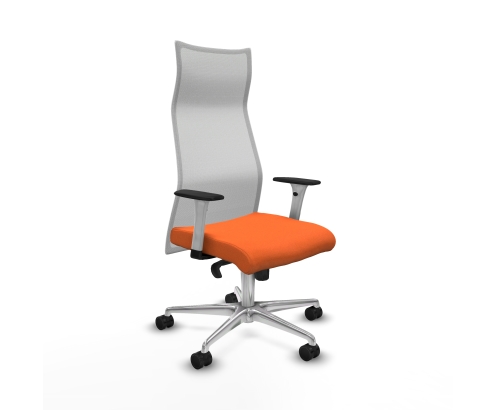 Piqueras y Crespo Albacete malla sincro malla blanca bali naranja brazos blancos base aluminio ruedas 65 mm nailon