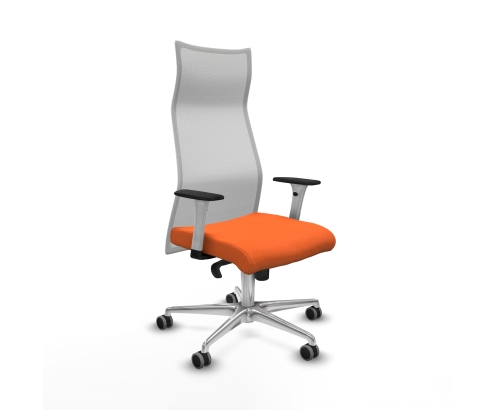 Piqueras y Crespo Albacete malla sincro malla blanca bali naranja brazos blancos base aluminio ruedas 65mm engomadas