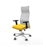 Piqueras y Crespo Albacete malla sincro malla blanca similpiel amarillo brazos 2D base aluminio ruedas 65mm engomadas