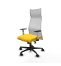 Piqueras y Crespo Albacete malla sincro malla blanca similpiel amarillo brazos blancos base nailon ruedas 65 mm nailon