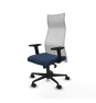 Piqueras y Crespo Albacete malla sincro malla blanca similpiel azul marino brazos 2D base nailon ruedas 65 mm nailon