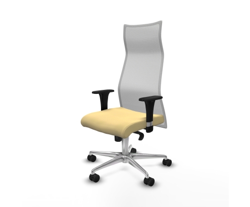 Piqueras y Crespo Albacete malla sincro malla blanca similpiel crema brazos 1D base aluminio ruedas 65 mm nailon