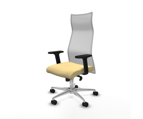 Piqueras y Crespo Albacete malla sincro malla blanca similpiel crema brazos 2D base aluminio ruedas 65 mm nailon