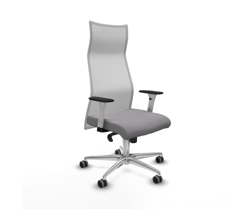 Piqueras y Crespo Albacete malla sincro malla blanca similpiel gris brazos blancos base aluminio ruedas 65mm engomadas