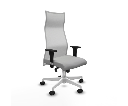 Piqueras y Crespo Albacete malla sincro malla blanca similpiel gris claro brazos 1D base blanca ruedas 65 mm nailon