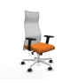 Piqueras y Crespo Albacete malla sincro malla blanca similpiel naranja brazos 2D base blanca ruedas 65 mm nailon