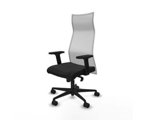 Piqueras y Crespo Albacete malla sincro malla blanca similpiel negro brazos 2D base nailon ruedas 65 mm nailon
