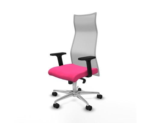 Piqueras y Crespo Albacete malla sincro malla blanca similpiel rosa brazos 2D base aluminio ruedas 65 mm nailon