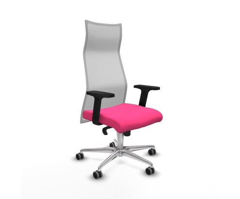 Piqueras y Crespo Albacete malla sincro malla blanca similpiel rosa brazos 2D base aluminio ruedas 65mm engomadas