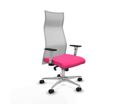 Piqueras y Crespo Albacete malla sincro malla blanca similpiel rosa brazos blancos base aluminio ruedas 65 mm nailon