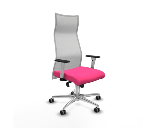 Piqueras y Crespo Albacete malla sincro malla blanca similpiel rosa brazos blancos base aluminio ruedas 65mm engomadas