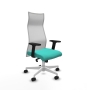 Piqueras y Crespo Albacete malla sincro malla blanca similpiel turquesa brazos 2D base blanca ruedas 65 mm nailon