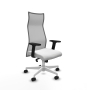 Piqueras y Crespo Albacete malla sincro malla gris bali blanco brazos 2D base blanca ruedas 65 mm nailon