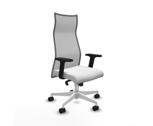 Piqueras y Crespo Albacete malla sincro malla gris bali blanco brazos 2D base blanca ruedas 65 mm nailon