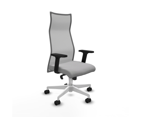 Piqueras y Crespo Albacete malla sincro malla gris bali gris claro brazos 2D base blanca ruedas 65 mm nailon