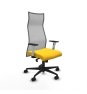 Piqueras y Crespo Albacete malla sincro malla gris similpiel amarillo brazos blancos base nailon ruedas 65 mm nailon