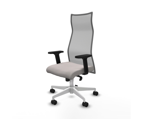 Piqueras y Crespo Albacete malla sincro malla gris similpiel blanco brazos 2D base blanca ruedas 65 mm nailon