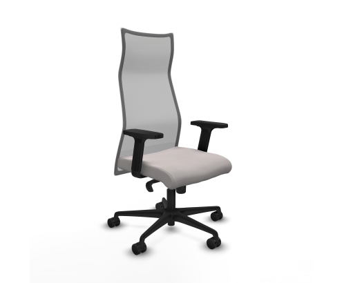 Piqueras y Crespo Albacete malla sincro malla gris similpiel blanco brazos 2D base nailon ruedas 65 mm nailon