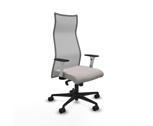 Piqueras y Crespo Albacete malla sincro malla gris similpiel blanco brazos blancos base nailon ruedas 65 mm nailon